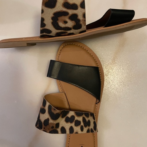 Vegan “Call it Spring” black & leopard sandals - Picture 2 of 2